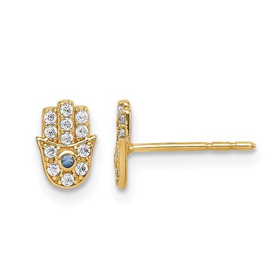 14k Madi K CZ Hamsa Childrens Post Earrings