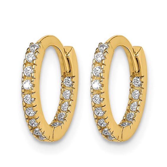 14k Madi K CZ 1x10mm Hinged Hoop Earrings