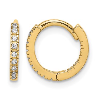 14k Madi K CZ 1x10mm Hinged Hoop Earrings