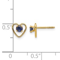 14K Yellow Gold Madi K 3mm Round Lab Created Sapphire Birthstone Heart Screwback Post Earrings view 4