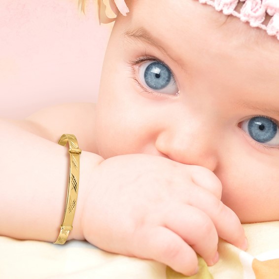 14K Madi K Polished 3.3mm Diamond-cut Flexible Baby Bangle