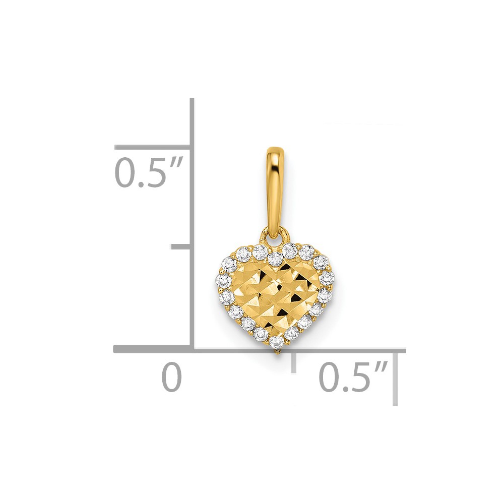 14k Madi K CZ Diamond Cut Heart Pendant (GK1086)
