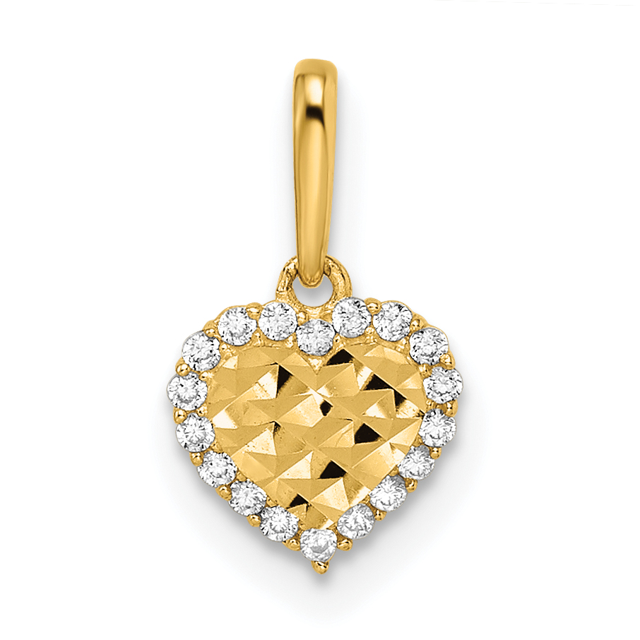 14k Madi K CZ Diamond Cut Heart Pendant (GK1086)