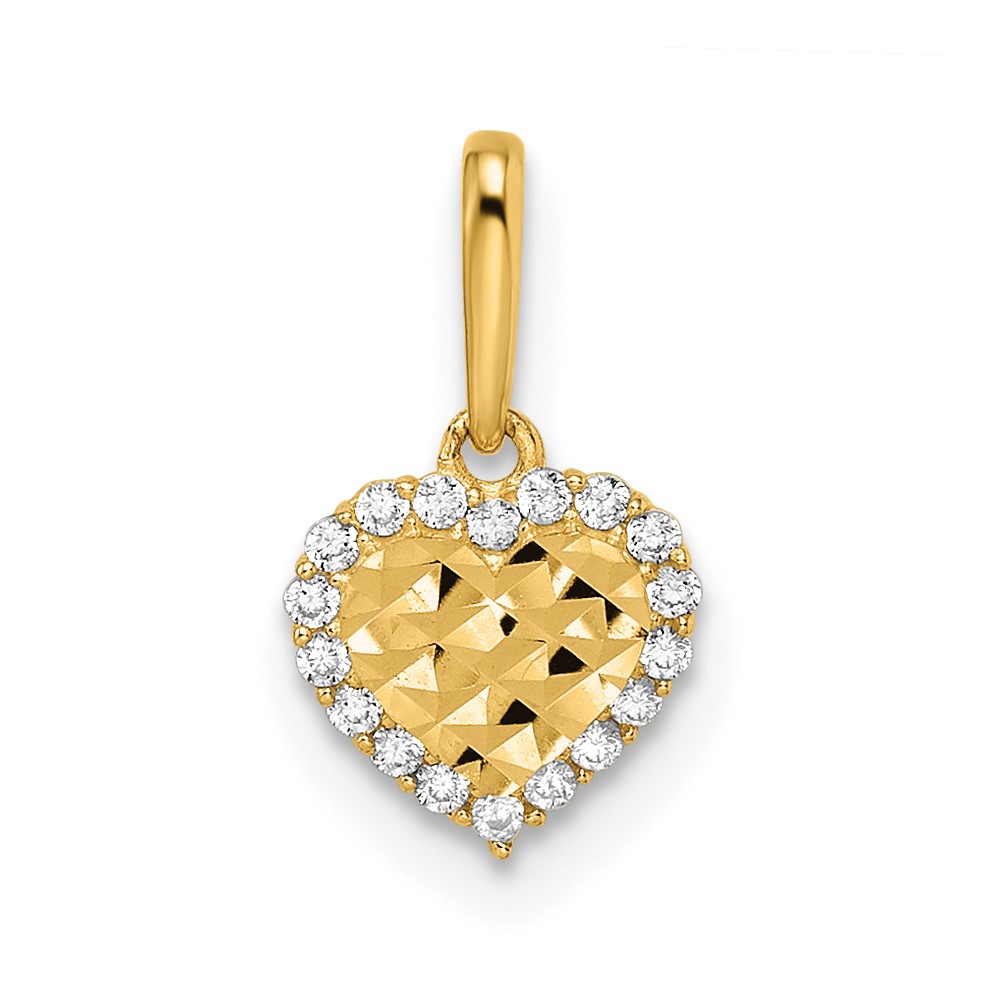 14k Madi K CZ Diamond Cut Heart Pendant (GK1086)