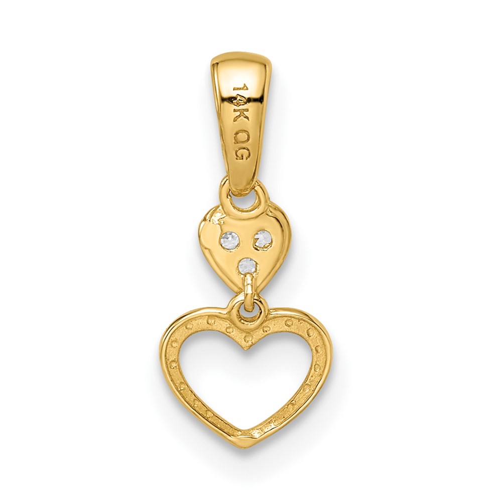 14k Madi K CZ Hearts Dangle Pendant (GK1088)