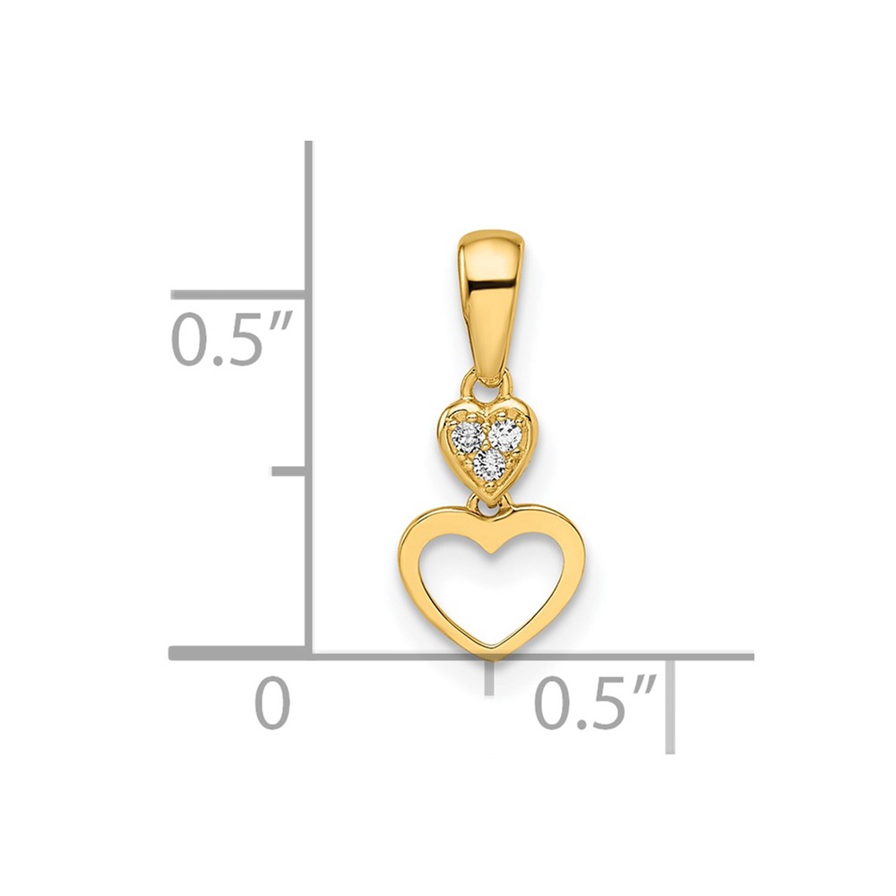 14k Madi K CZ Hearts Dangle Pendant (GK1088)