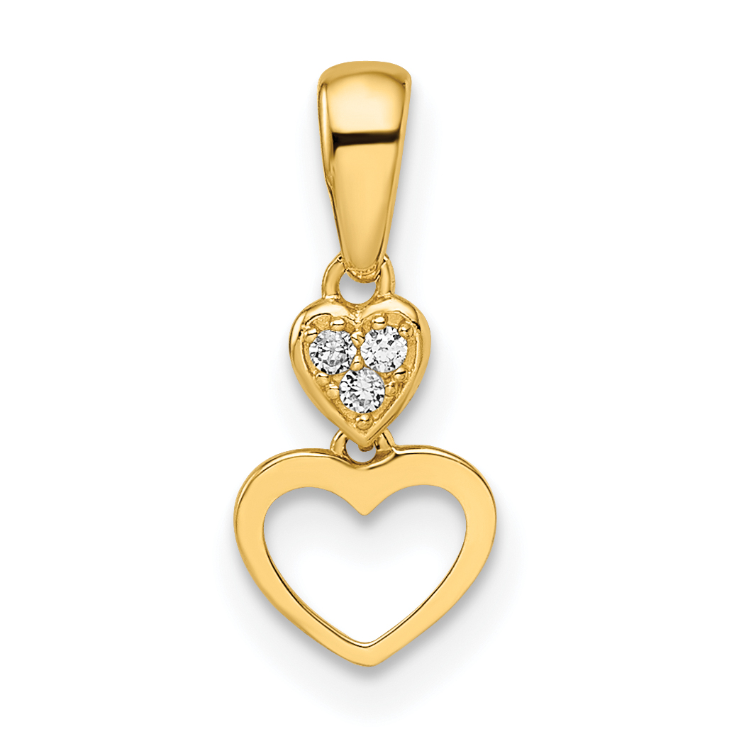 14k Madi K CZ Hearts Dangle Pendant (GK1088)