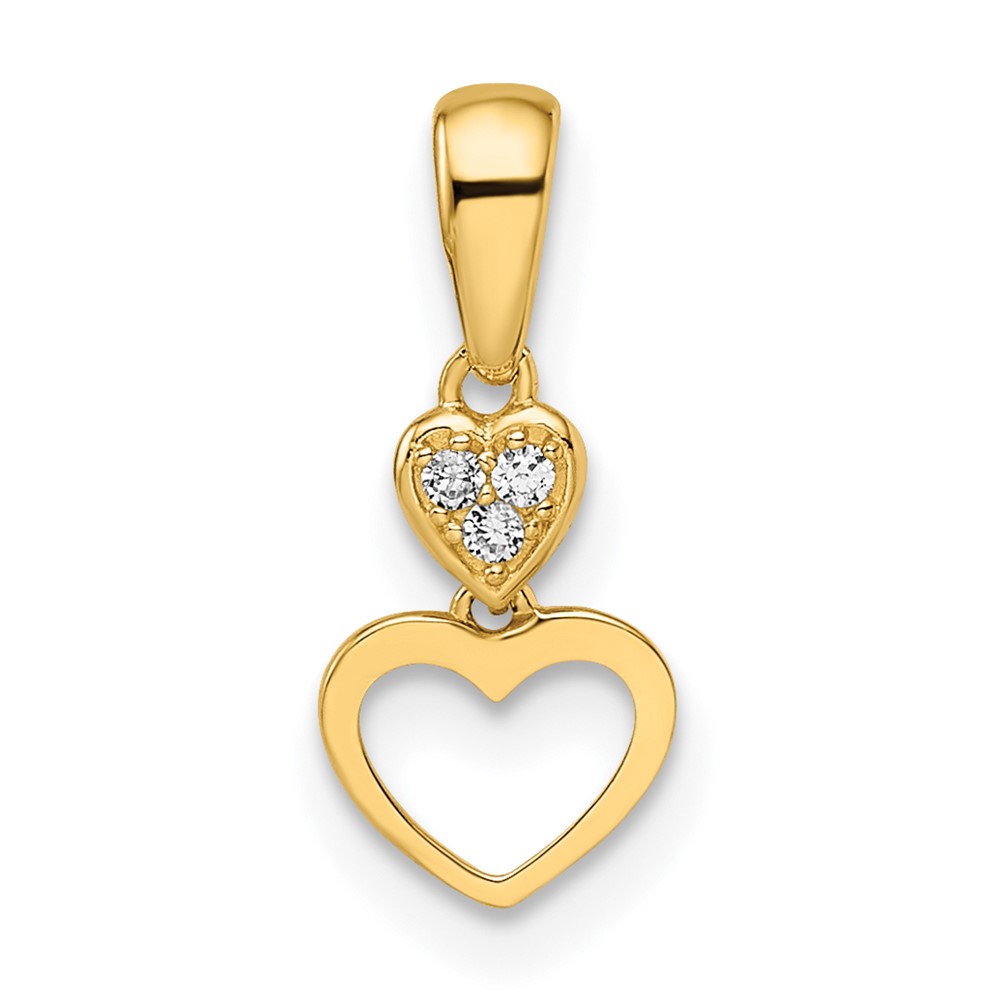 14k Madi K CZ Hearts Dangle Pendant (GK1088)