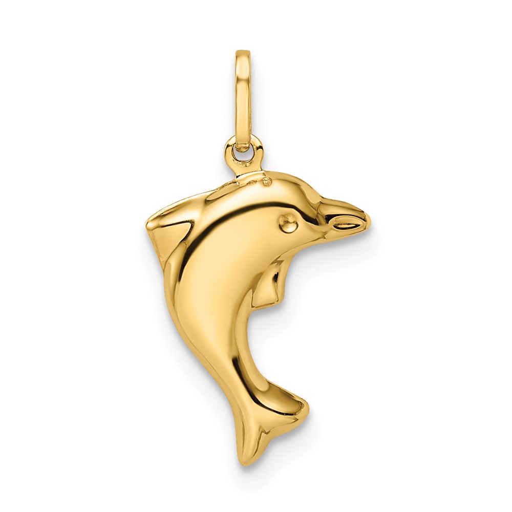 14k Polished 3-D Dolphin Pendant (GK1091)