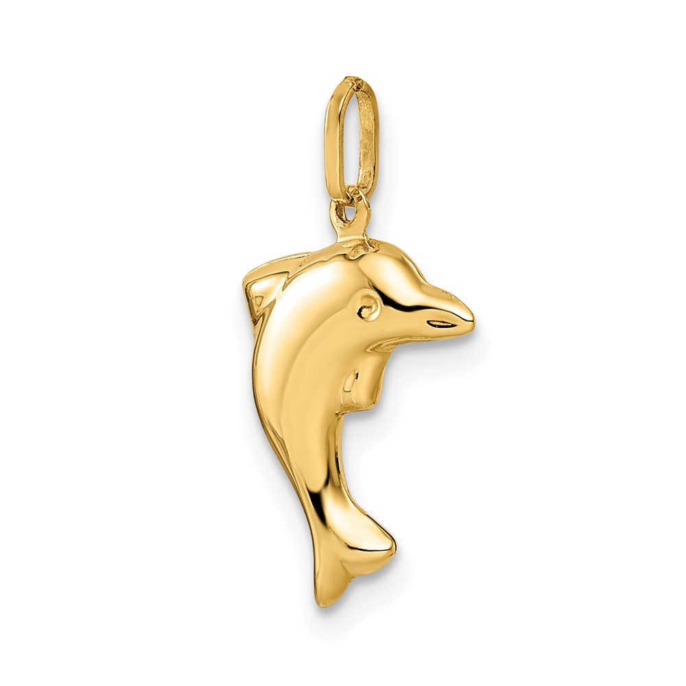 14k Polished 3-D Dolphin Pendant (GK1091)
