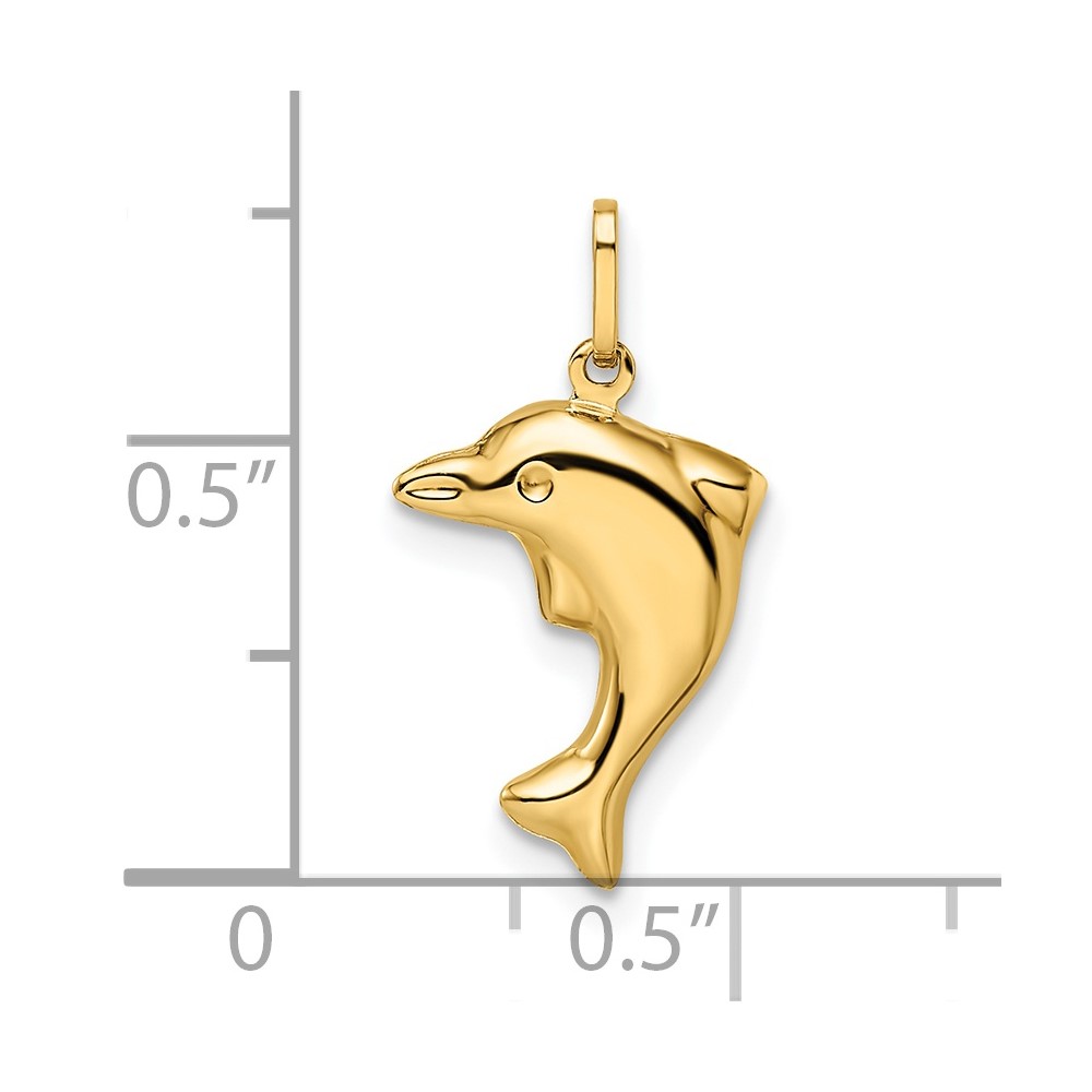 14k Polished 3-D Dolphin Pendant (GK1091)