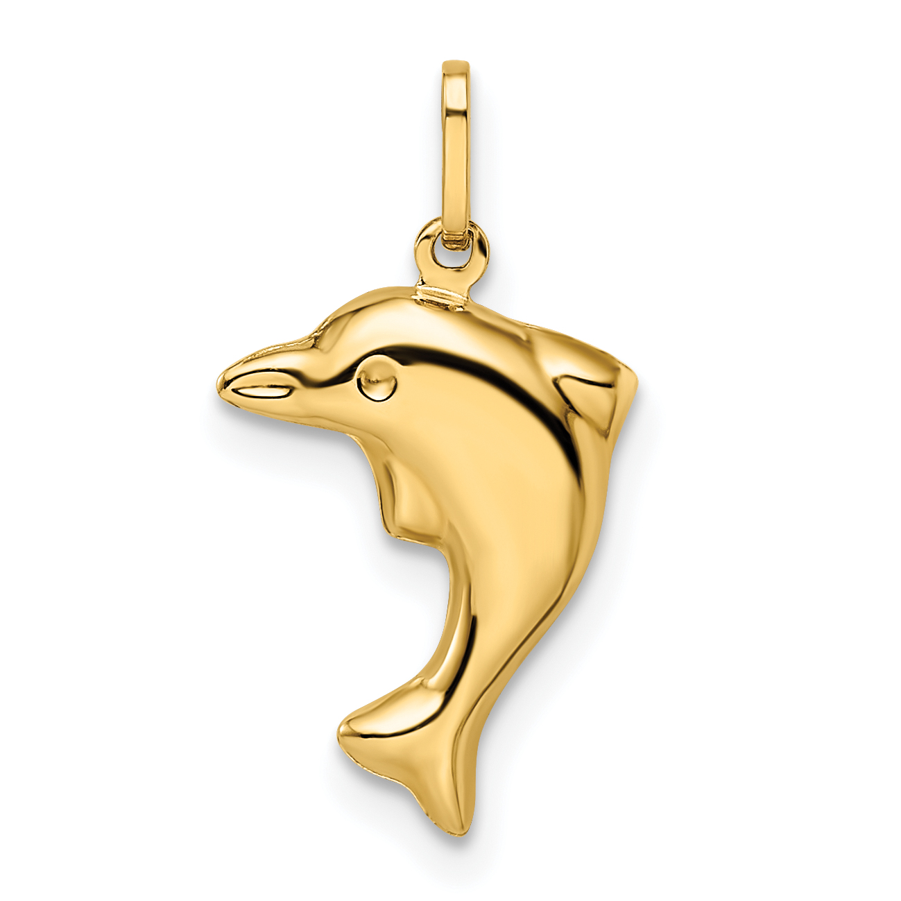 14k Polished 3-D Dolphin Pendant (GK1091)