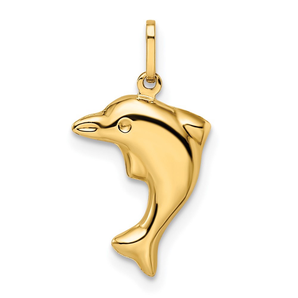 14k Polished 3-D Dolphin Pendant (GK1091)