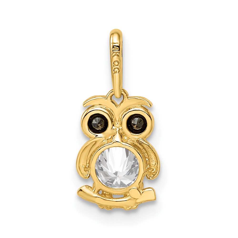14k Madi K Black & White CZ Owl Pendant (GK1092)