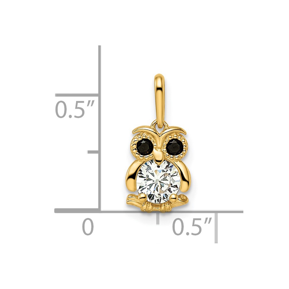14k Madi K Black & White CZ Owl Pendant (GK1092)