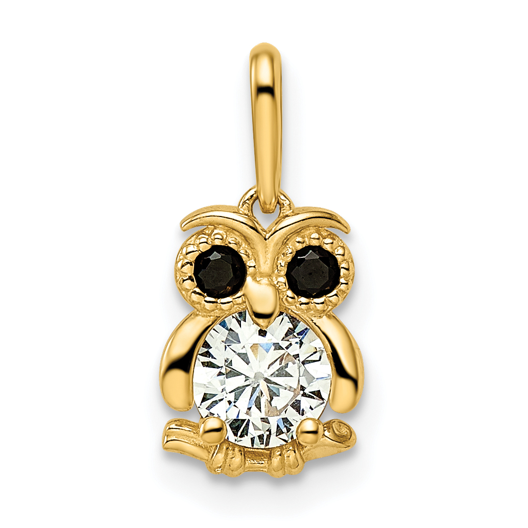 14k Madi K Black & White CZ Owl Pendant (GK1092)