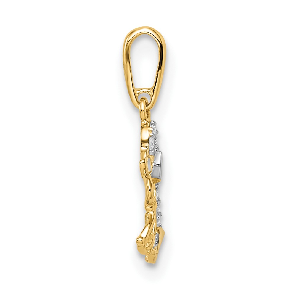 14K & Rhodium Madi K CZ Dog & Puppy Pendant (GK1096)