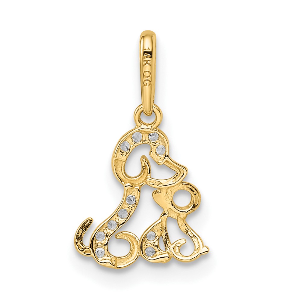 14K & Rhodium Madi K CZ Dog & Puppy Pendant (GK1096)