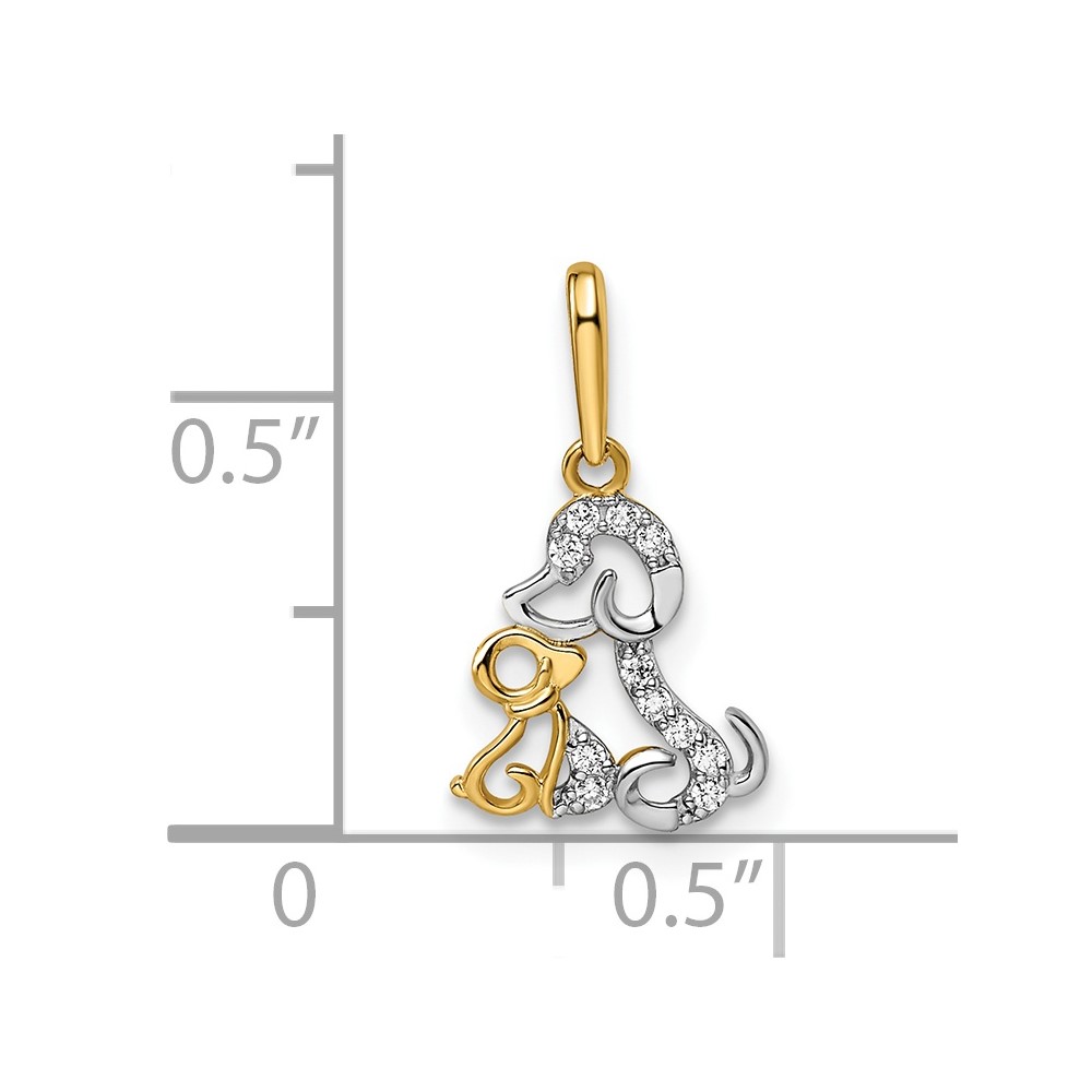 14K & Rhodium Madi K CZ Dog & Puppy Pendant (GK1096)