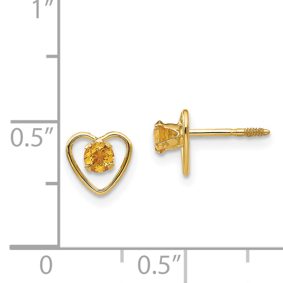 14k Madi K 3 mm Original Citrin Geburtsstein Herz Ohrringe GK110 - Bild 4 von 5