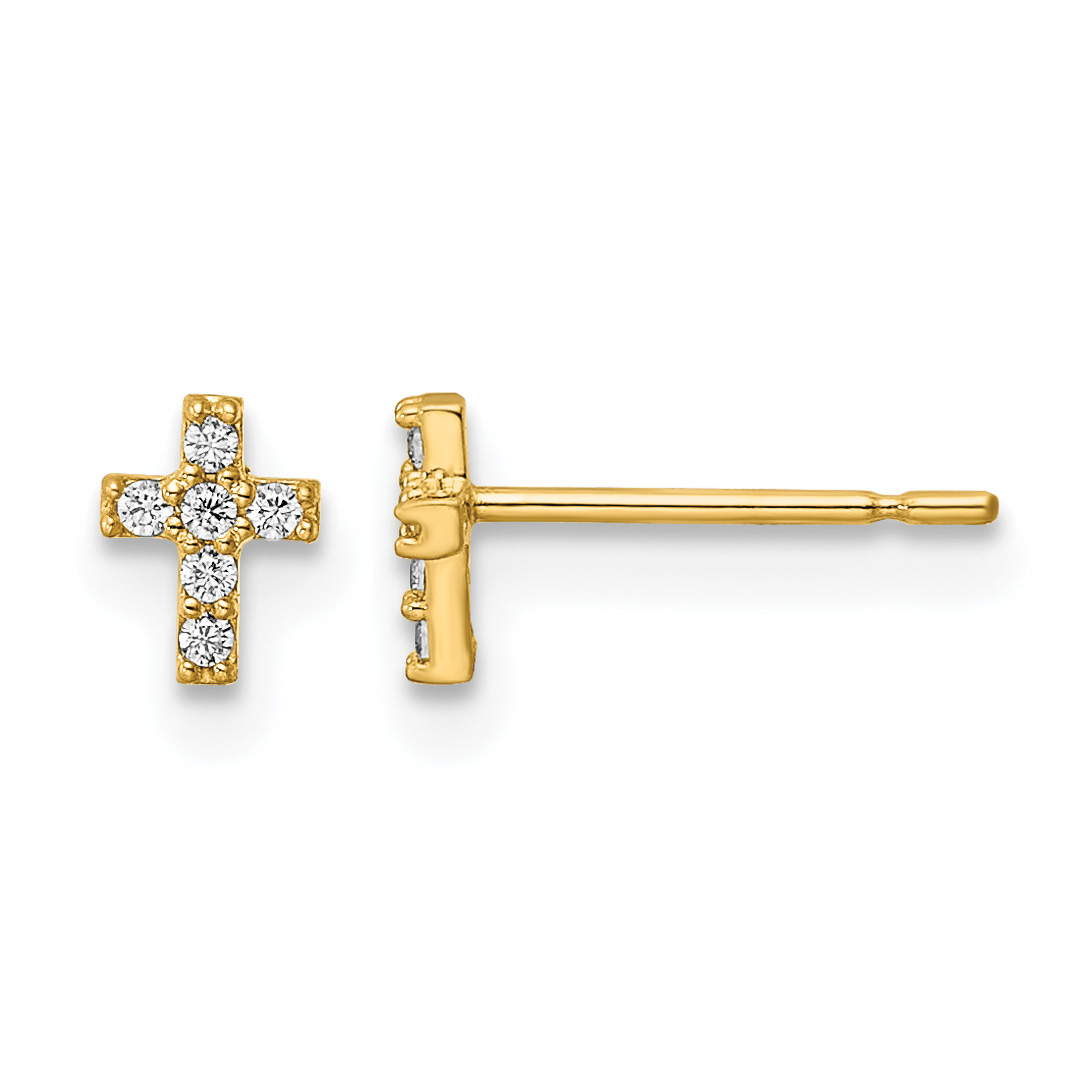 14k Madi K CZ Cross Post Earrings (GK1108)
