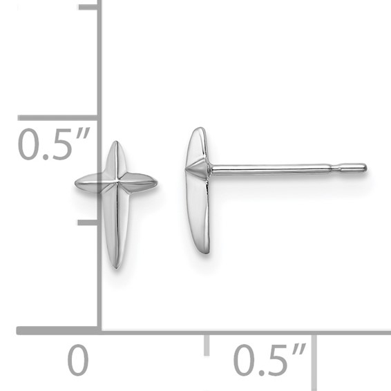 14k White Gold Madi K Cross Childrens Post Earrings