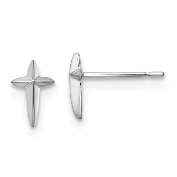 14k White Gold Madi K Cross Childrens Post Earrings