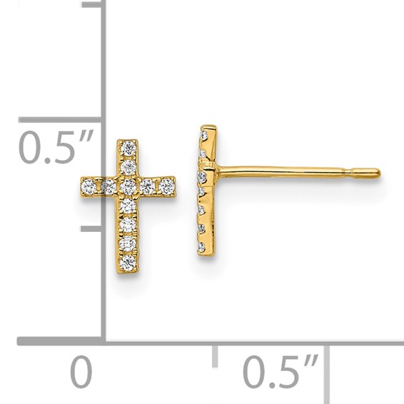 14k Madi K CZ Cross Childrens Post Earrings