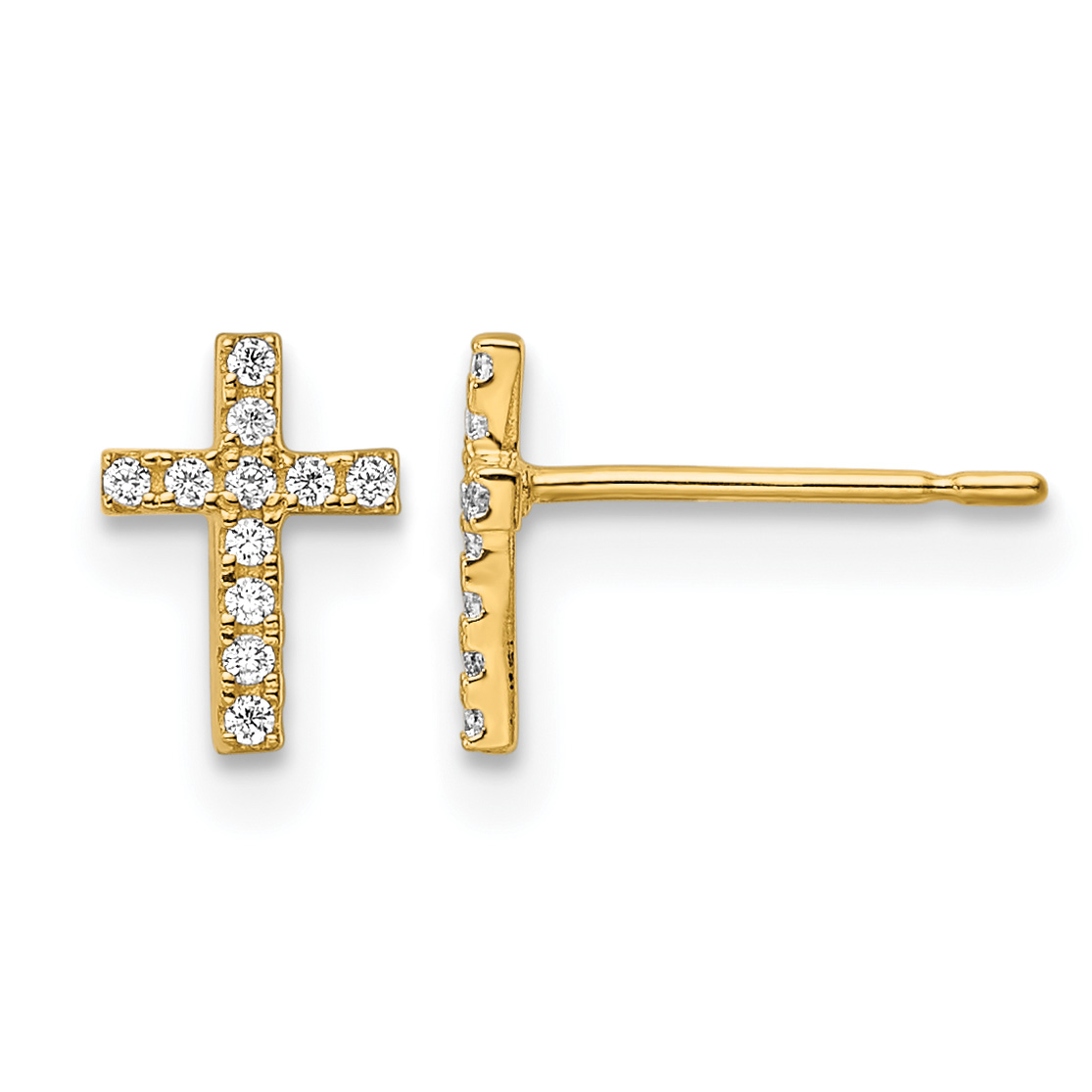 14k Madi K CZ Cross Post Earrings (GK1113)