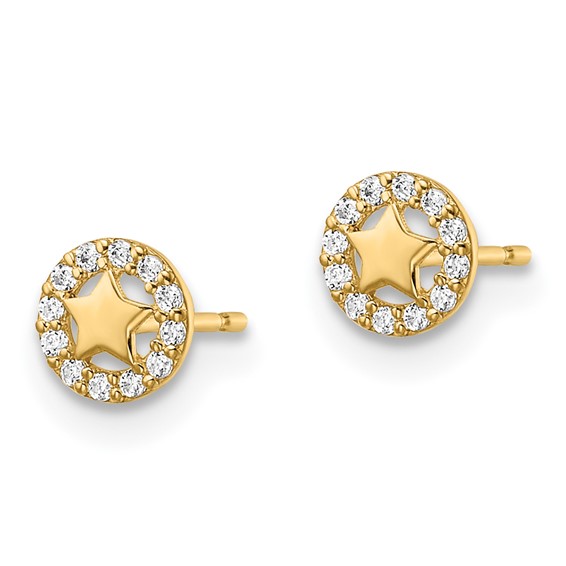 14k Madi K CZ Star Childrens Post Earrings