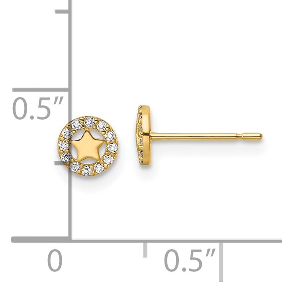 14k Madi K CZ Star Childrens Post Earrings