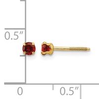 14K Yellow Gold Madi K 3mm Round Garnet Birthstone Screwback Post Earrings view 4
