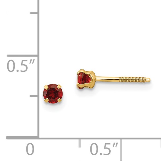 14k Madi K 3mm Genuine Gemstone Screwback Earrings