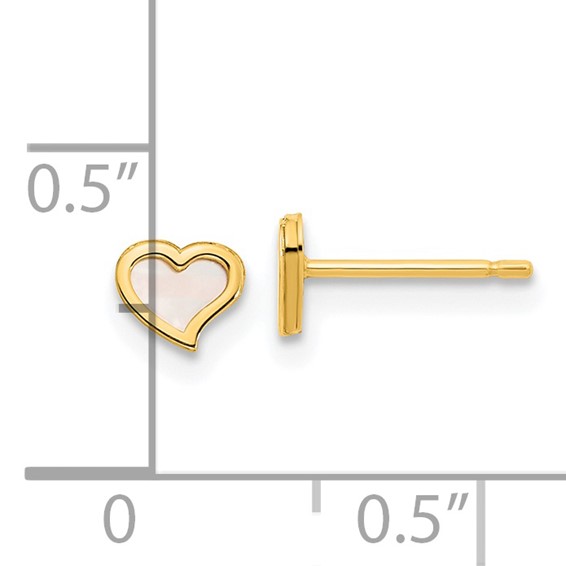 14K Madi K Polished 5mm Heart Mother of Pearl Childrens Post Earrings