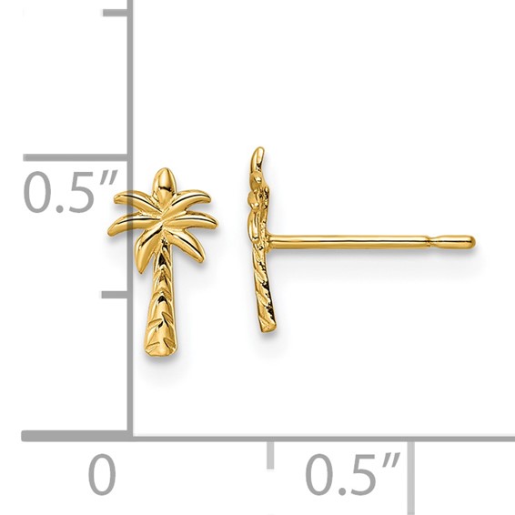 14k Madi K Palm Tree Childrens Post Earrings