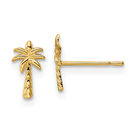 14k Madi K Palm Tree Childrens Post Earrings