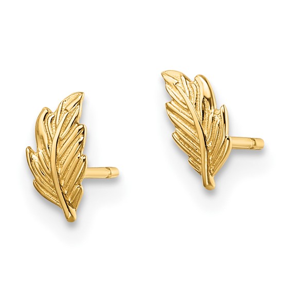 14k Madi K Leaf Childrens Post Earrings