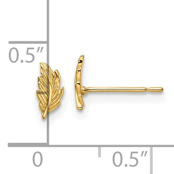 14k Madi K Leaf Childrens Post Earrings