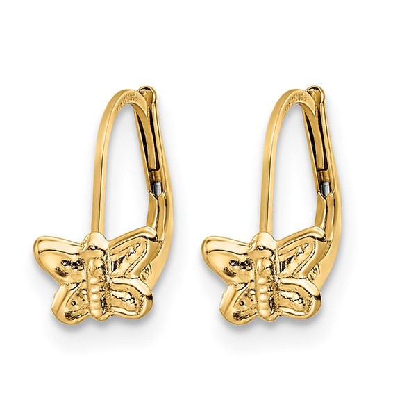 14K Madi K Polished Butterfly Childrens Leverback Earrings
