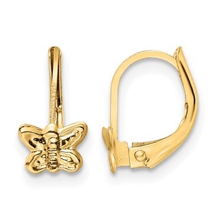 14K Madi K Polished Butterfly Childrens Leverback Earrings