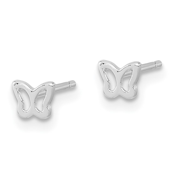14K White Gold Madi K Tiny Butterfly Childrens Post Earrings