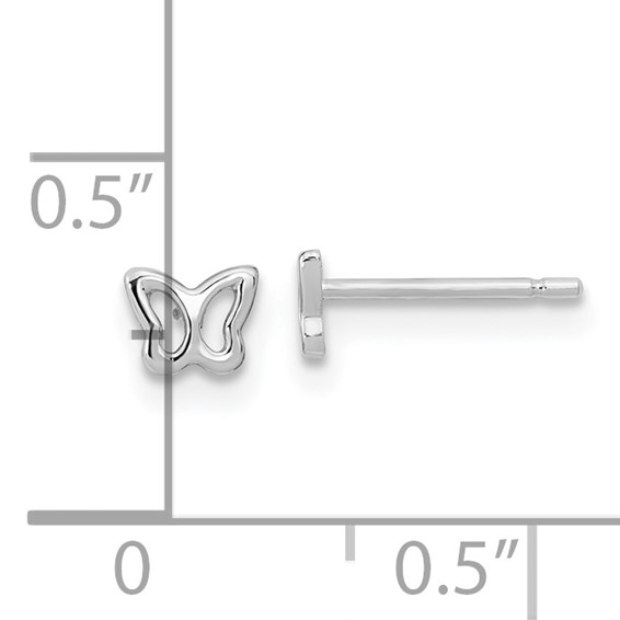 14K White Gold Madi K Tiny Butterfly Childrens Post Earrings