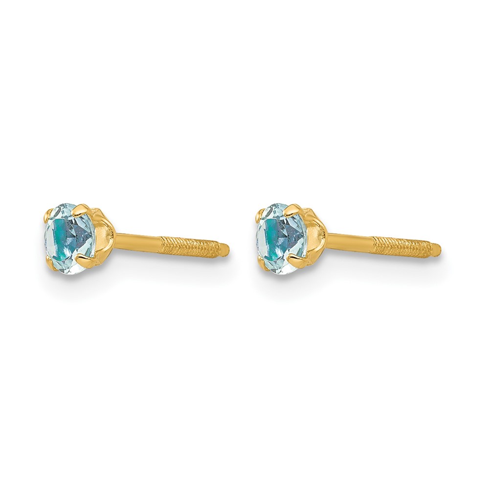 14k Madi K 3mm Aquamarine Earrings (GK114)