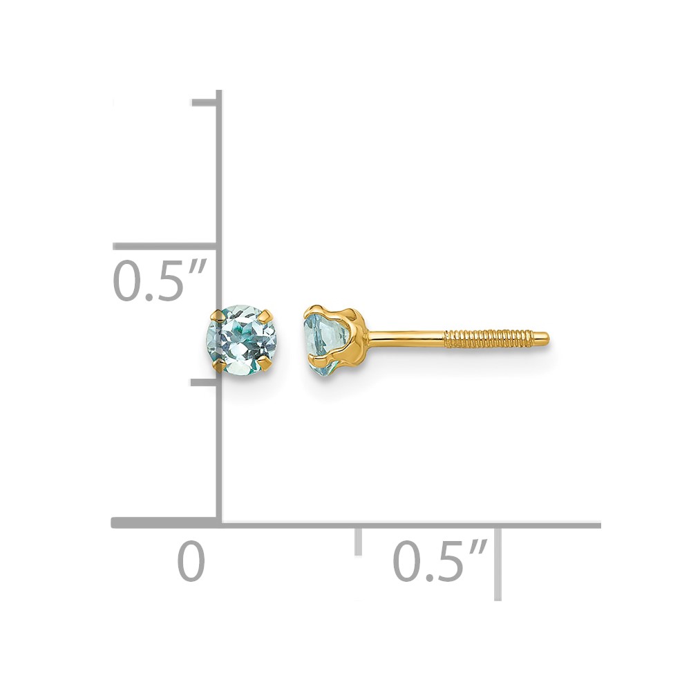 14k Madi K 3mm Aquamarine Earrings (GK114)