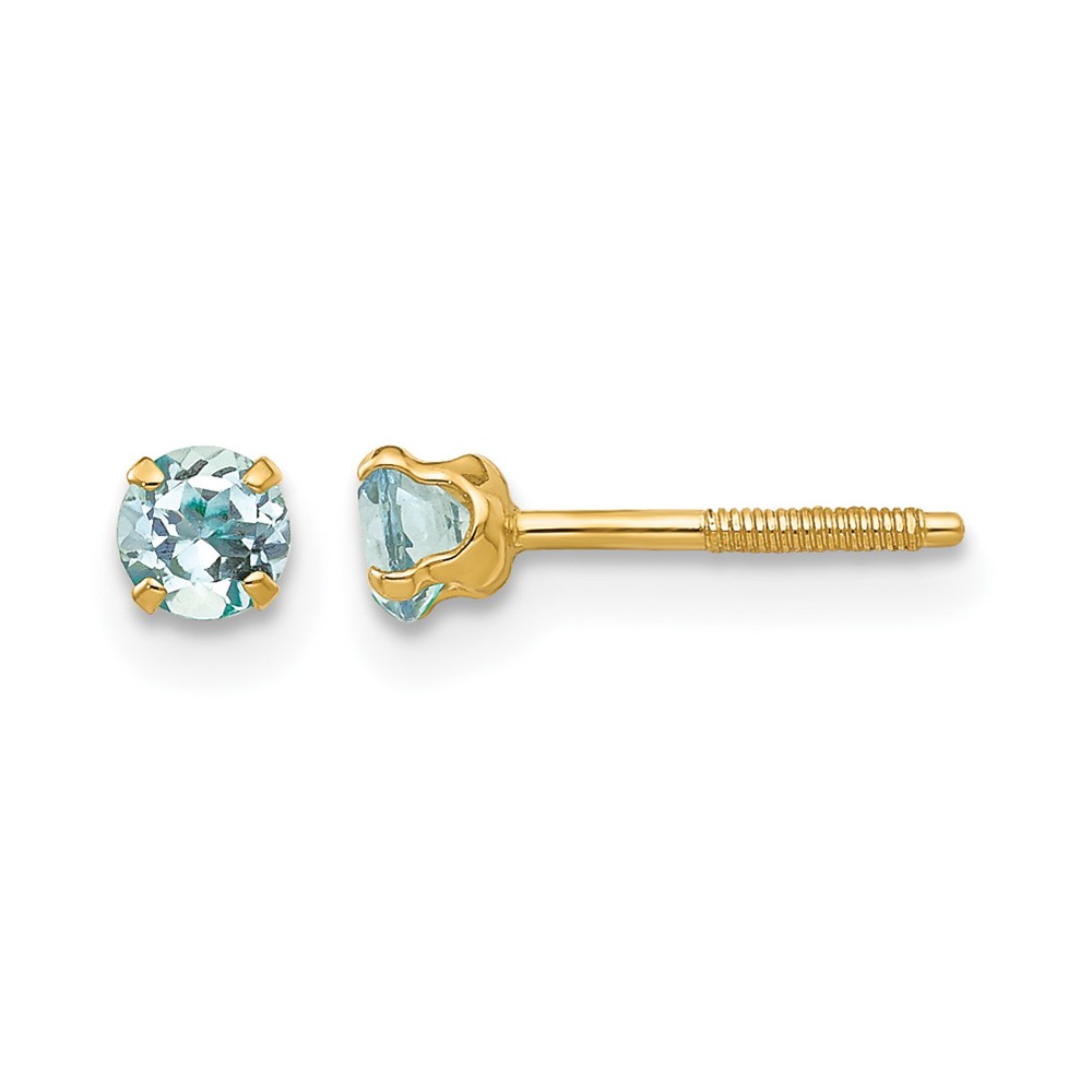 14k Madi K 3mm Aquamarine Earrings (GK114)