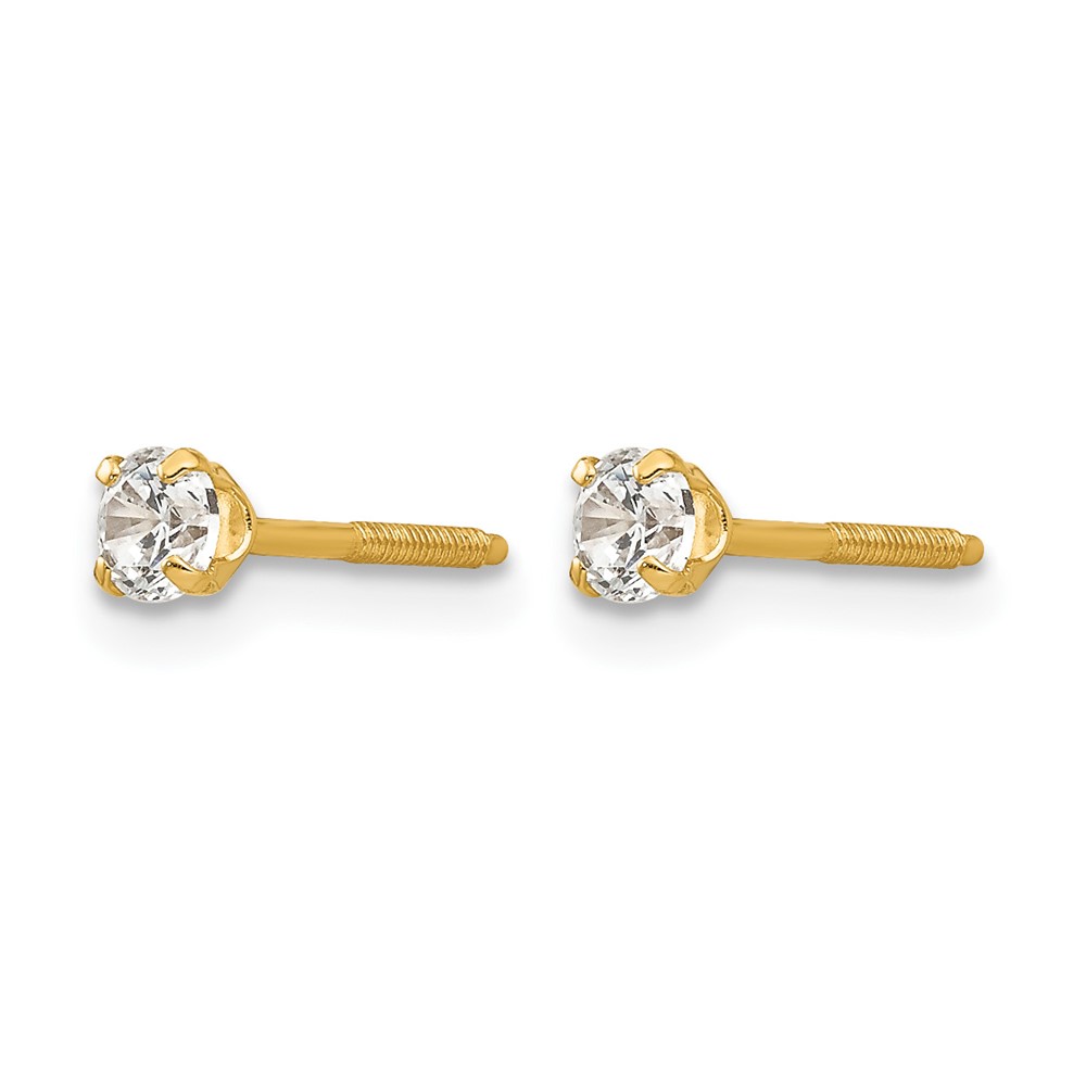 14k Madi K 3mm white zircon Earrings (GK115)