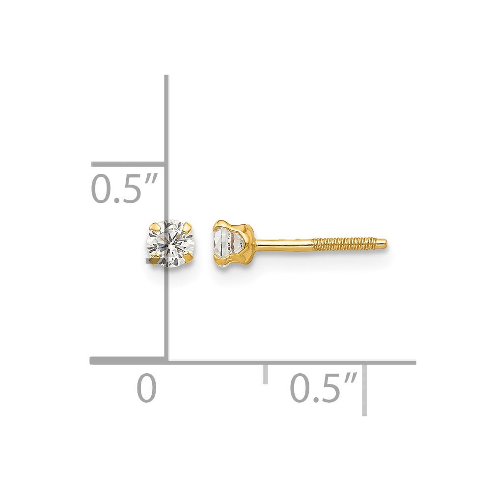 14k Madi K 3mm white zircon Earrings (GK115)
