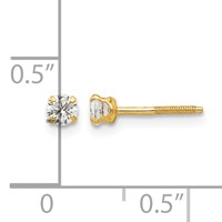 14K Yellow Gold Madi K 3mm Round White Zircon Birthstone Screwback Post Earrings view 4