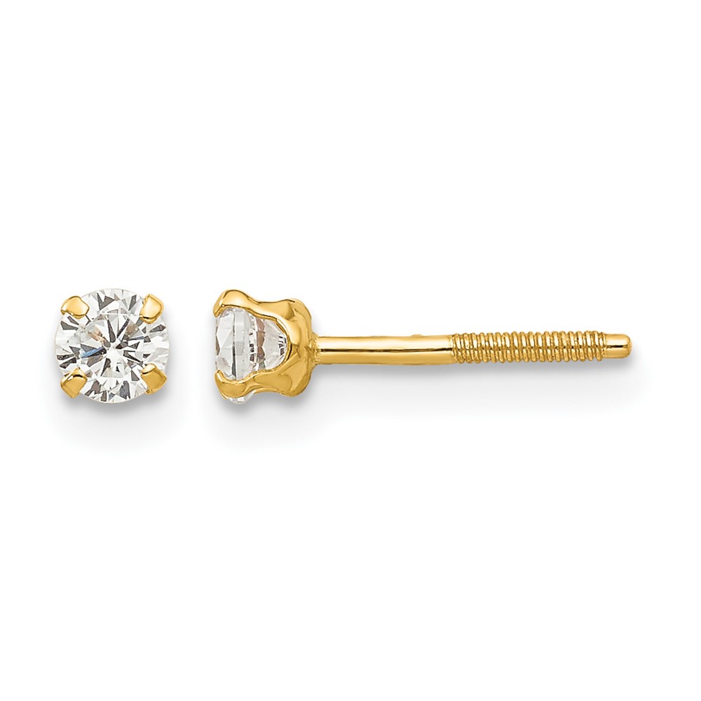 14k Madi K 3mm white zircon Earrings (GK115)