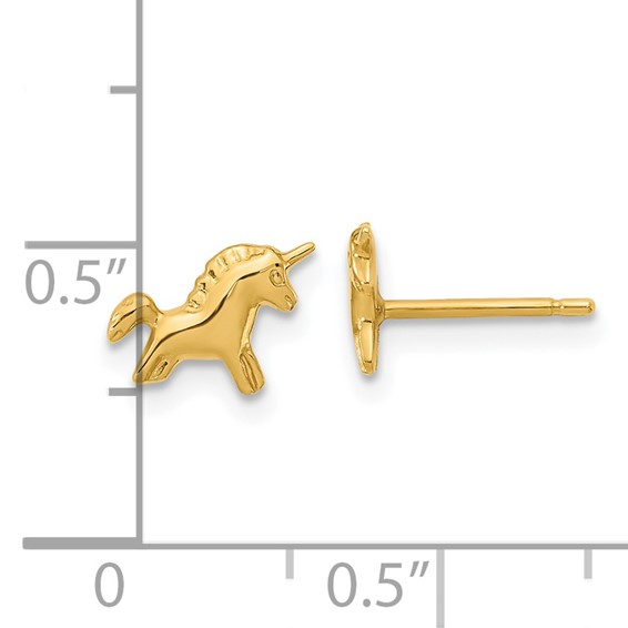 14K Madi K Polished Unicorn Childrens Post Earrings
